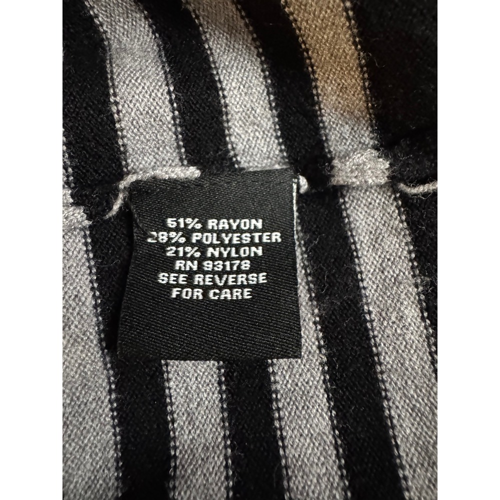 Premise Women's Black Grey Striped Knit Sweater Back Zip Long Sleeve Top Size XL - Picture 4 of 8